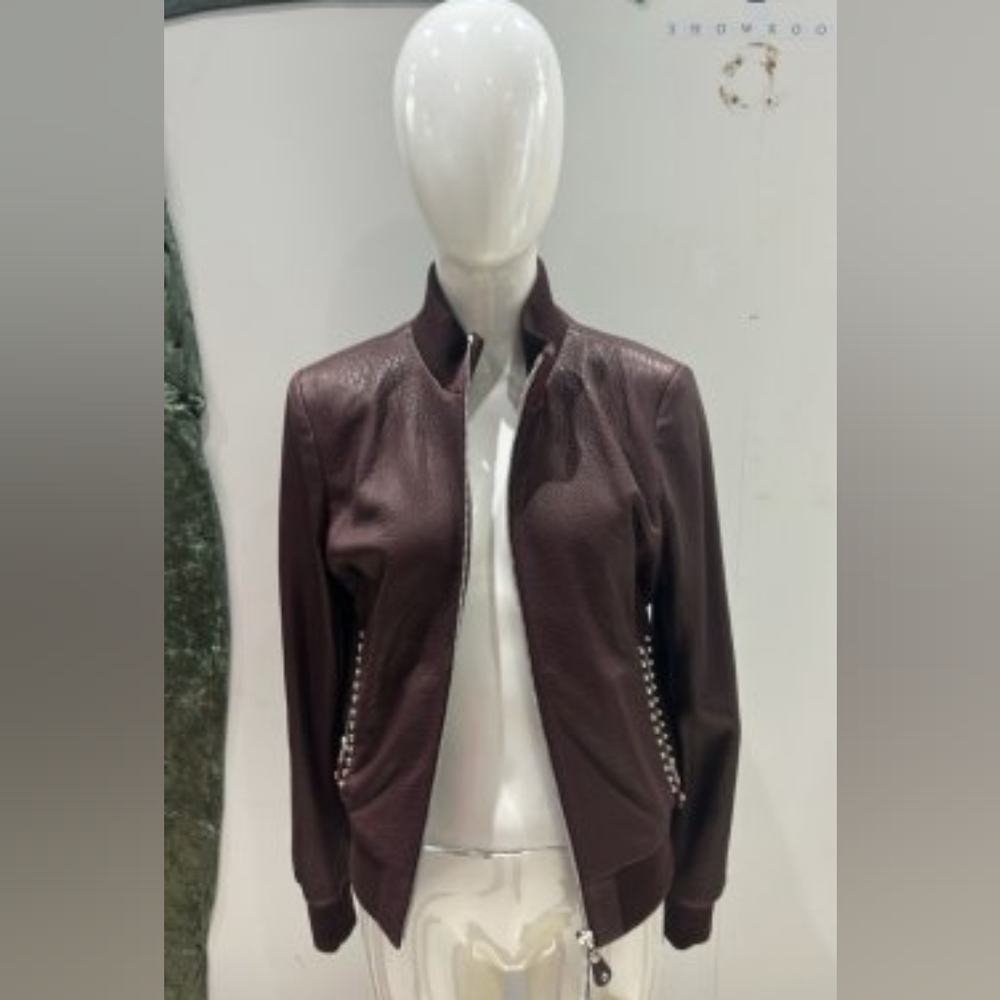 Ottimo Burgundy Leather Jacket for Women